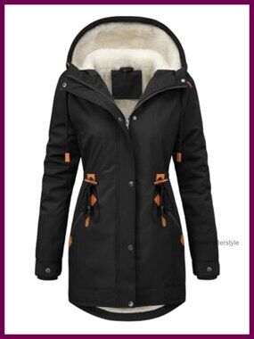 Women's Thicken Parka Fleece Lined Faux Rabbit Fur Winter Coat Hooded